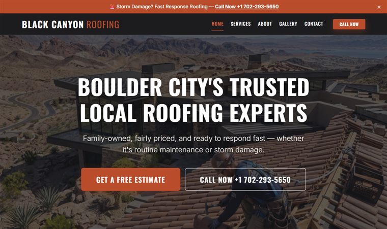 Black Canyon Roofing website homepage — built by DaniYourSEOGuy