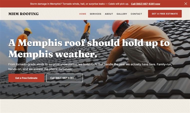 MHM Roofing website homepage — built by DaniYourSEOGuy
