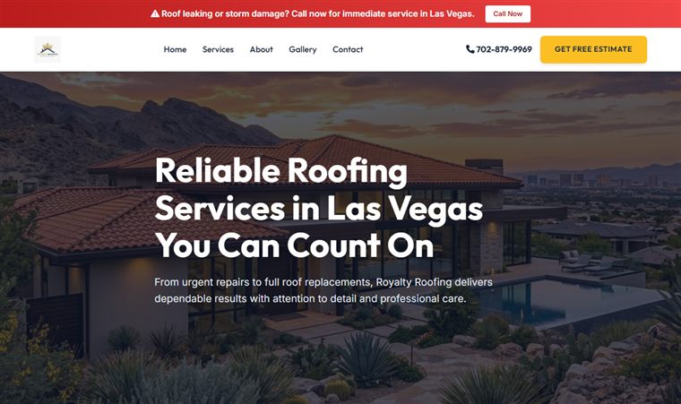 Royalty Roofing website homepage — built by DaniYourSEOGuy