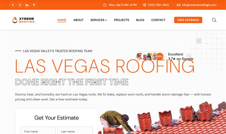 Xtreme Roofing website homepage — built by DaniYourSEOGuy